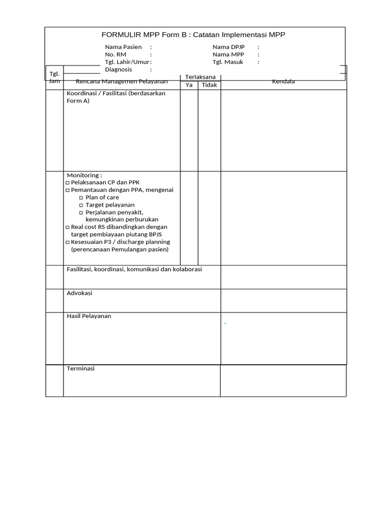 Catatan Implementasi MPP Form B | PDF