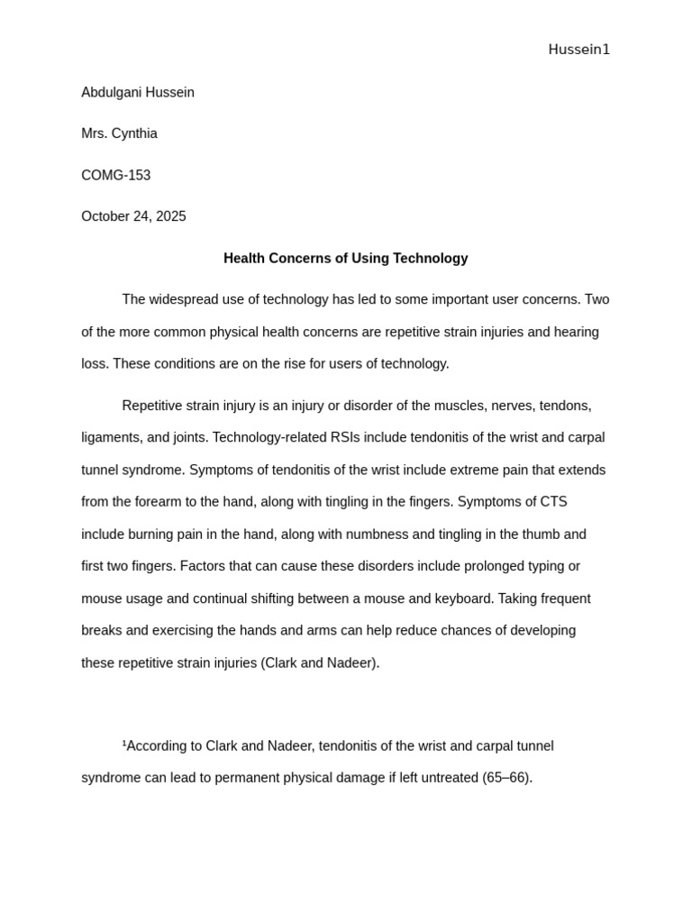 Health Risks of Technology Use | PDF | Carpal Tunnel Syndrome ...