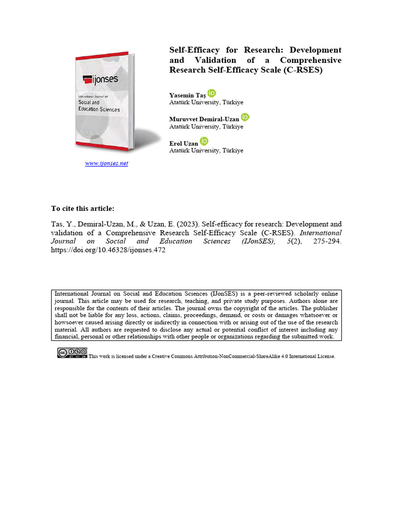 Self Efficacy For Research | PDF | Self Efficacy | Factor Analysis