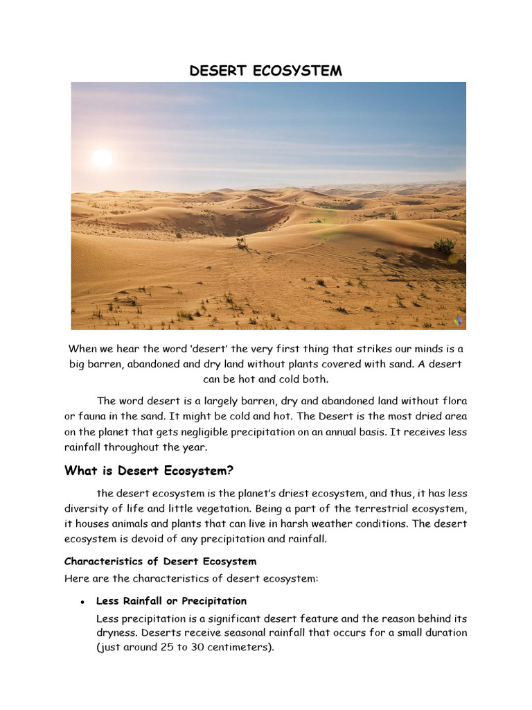 Characteristics of Desert Ecosystems | PDF | Desert | Rain