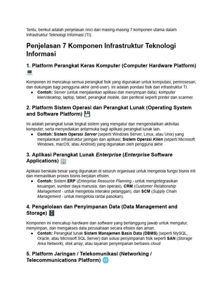 7 Komponen Utama Infrastruktur TI | PDF