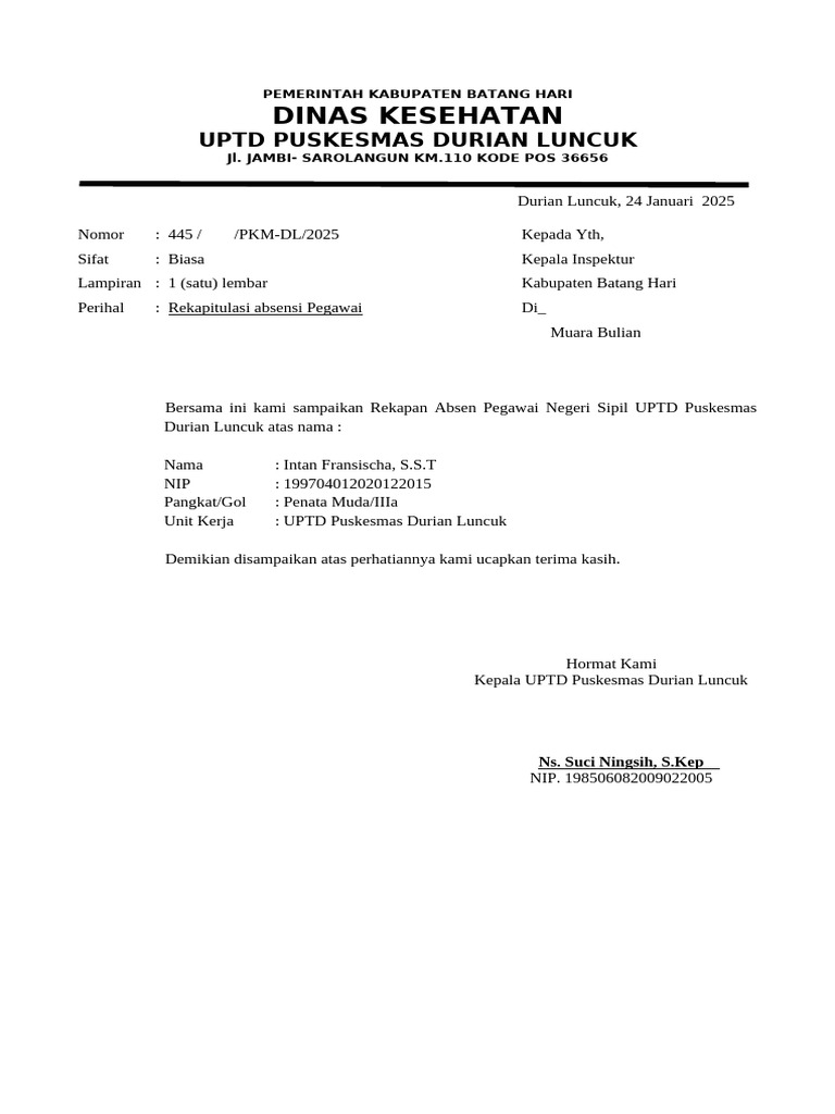 Rekap Absen 2024 Intan | PDF