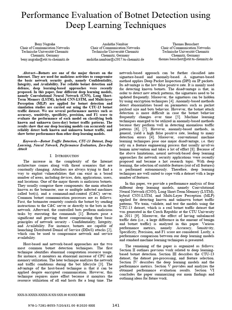 Deep Learning for Botnet Detection Evaluation | PDF | Sensitivity And ...