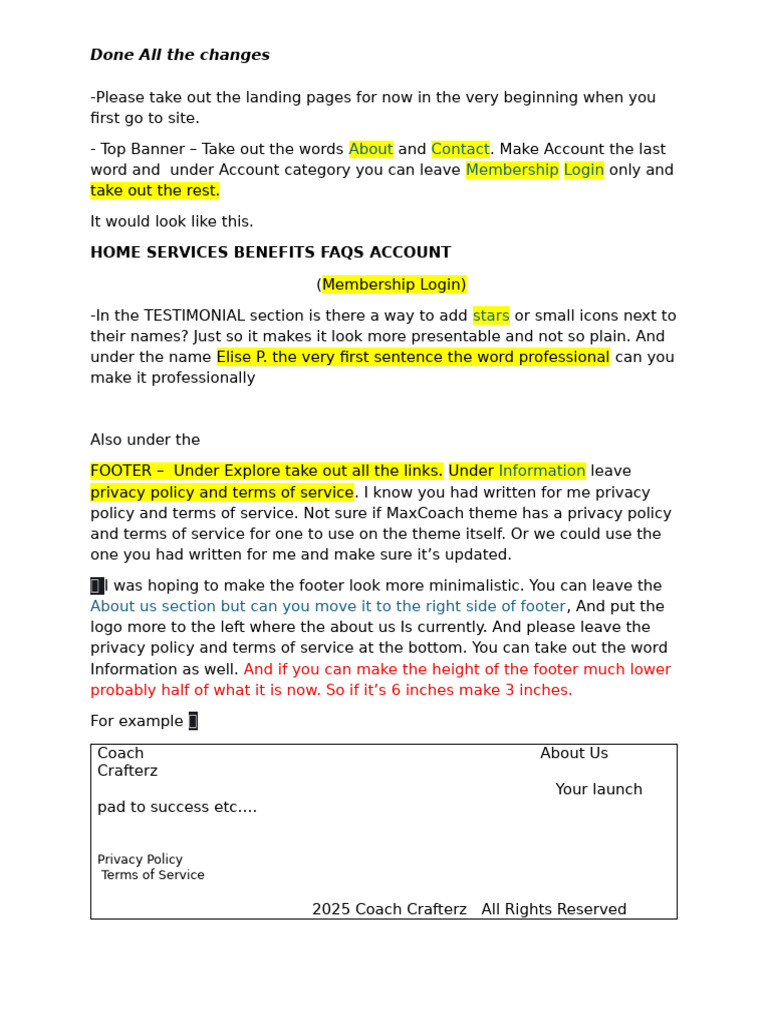 Website Design Changes and Updates | PDF