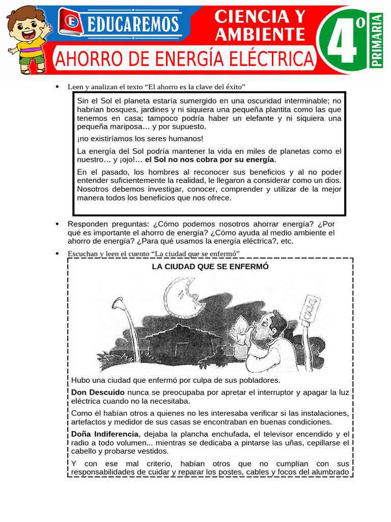 Ahorro de Energía para Niños | PDF | Red eléctrica | Refrigerador
