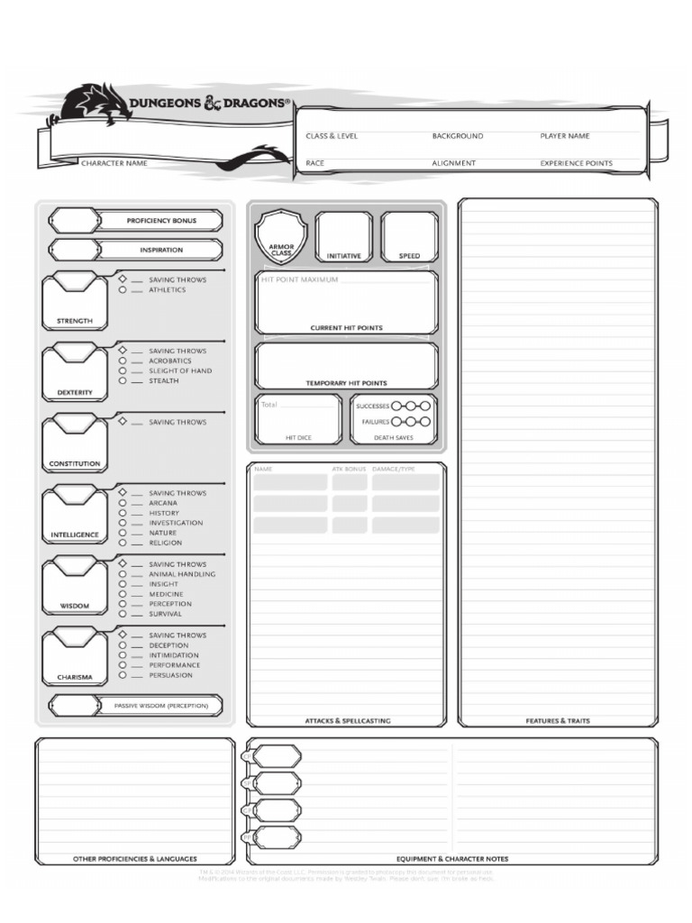 D&D Character Blank | PDF