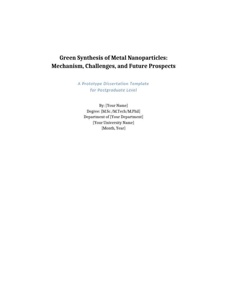 PG Dissertation Prototype Green Synthesis | PDF | Nanoparticle ...