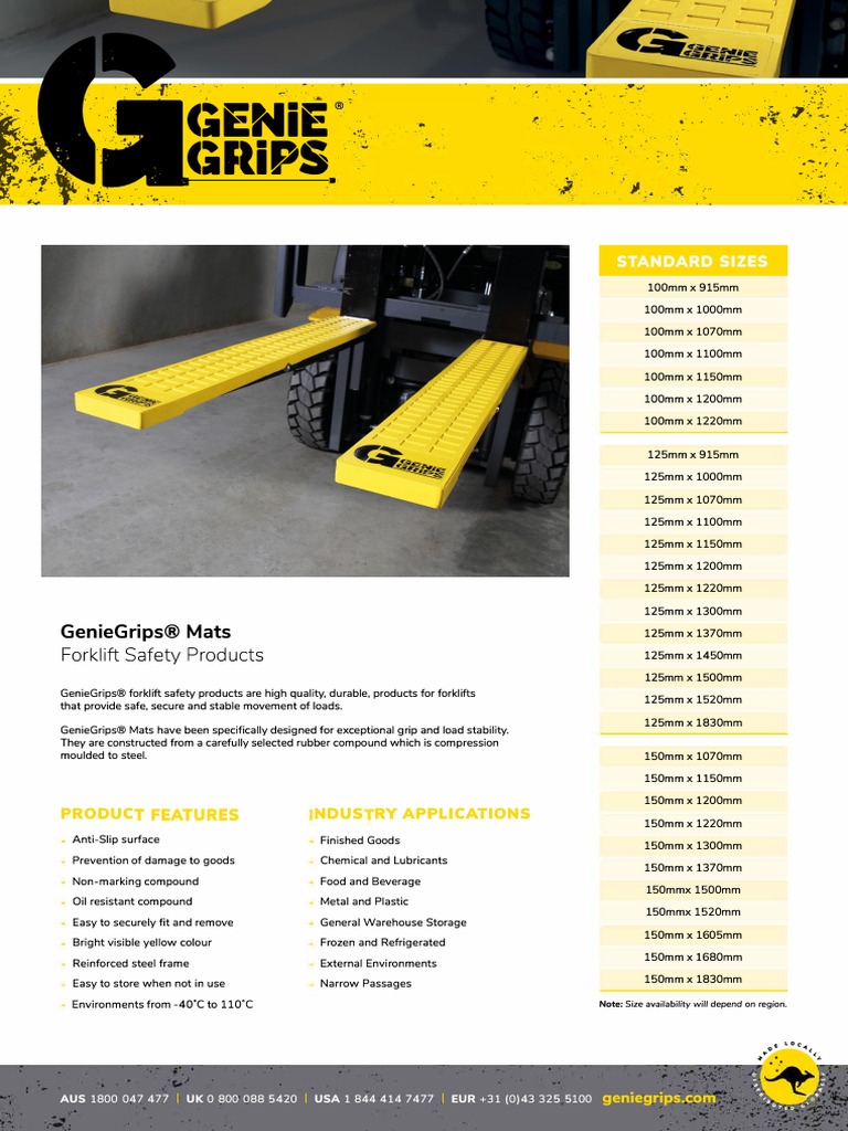 GenieGrips® Forklift Safety Mats | PDF | Forklift | Mechanical Engineering