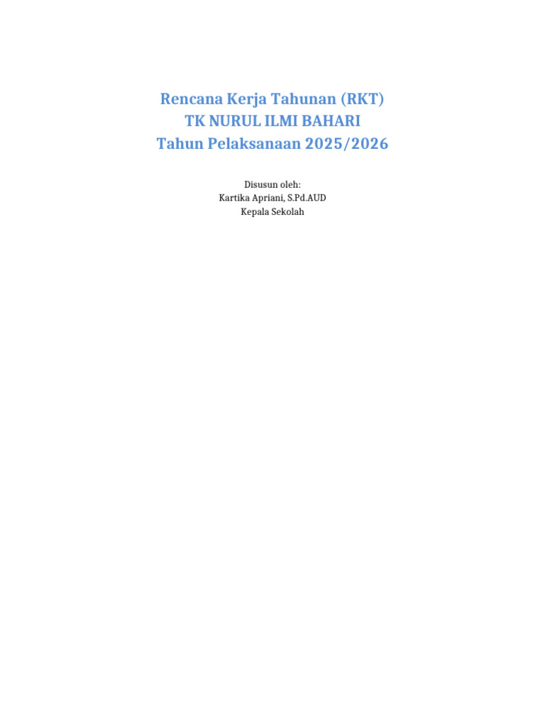 RKT TK Nurul Ilmi Bahari 2025 2026 | PDF