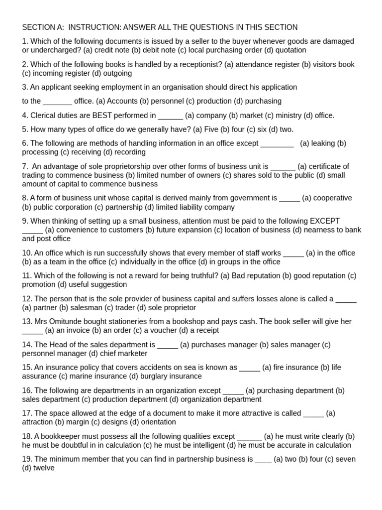 Business Studiess Questions For JSS3 | PDF | Bookkeeping | Insurance