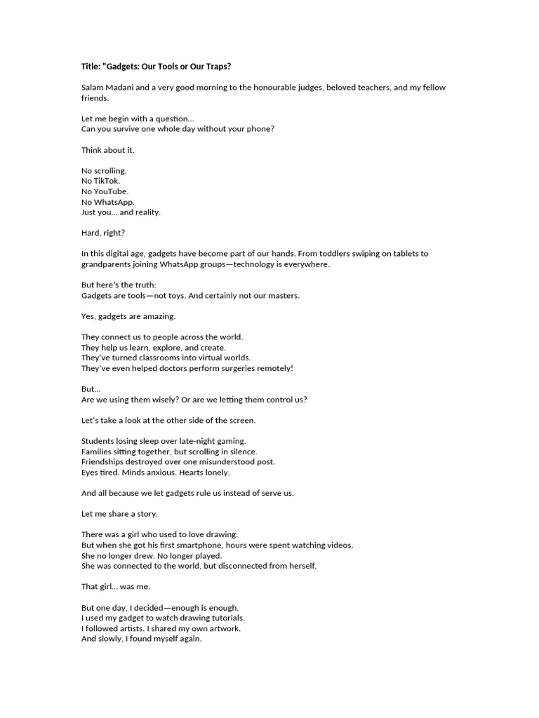 Script For Public Speaking | PDF