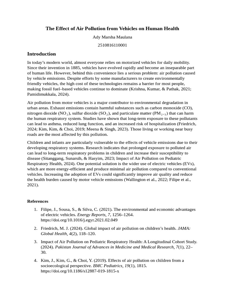 Vehicle Emissions and Health Risks | PDF | Air Pollution | Exhaust Gas