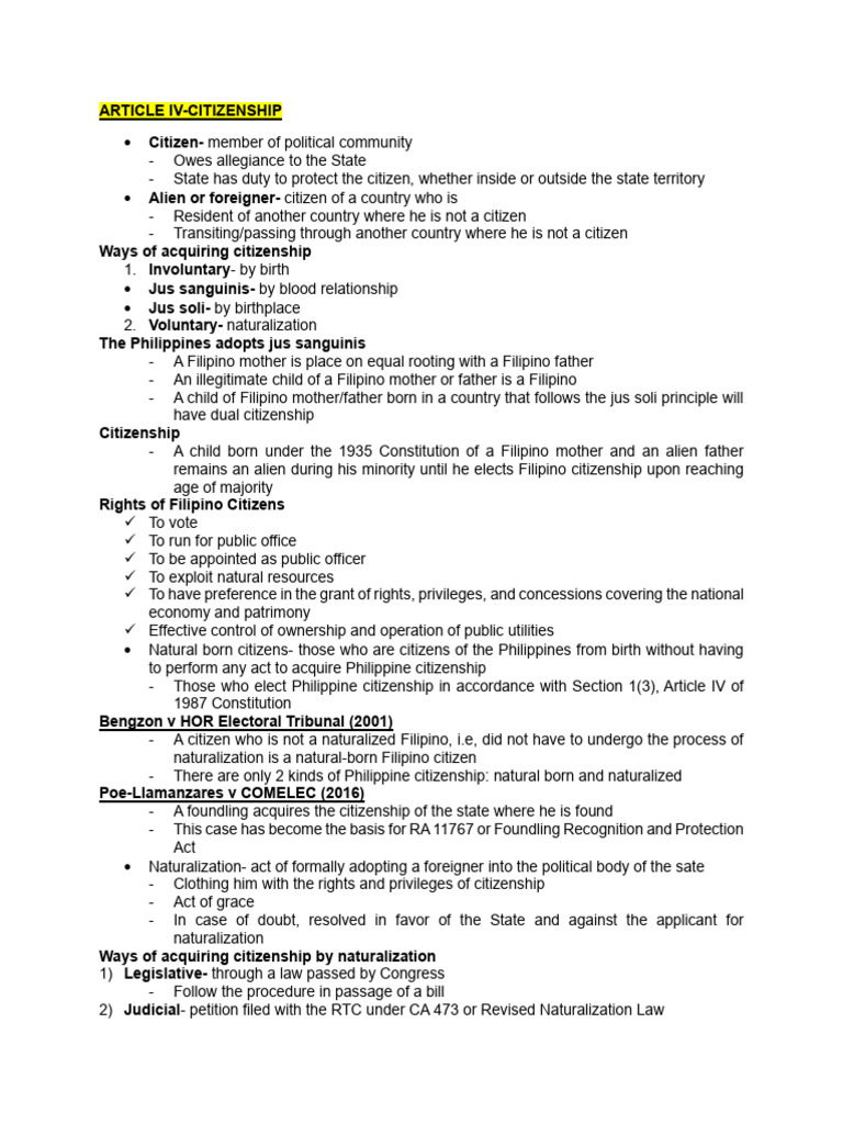 Understanding Philippine Citizenship Laws | PDF | Naturalization ...