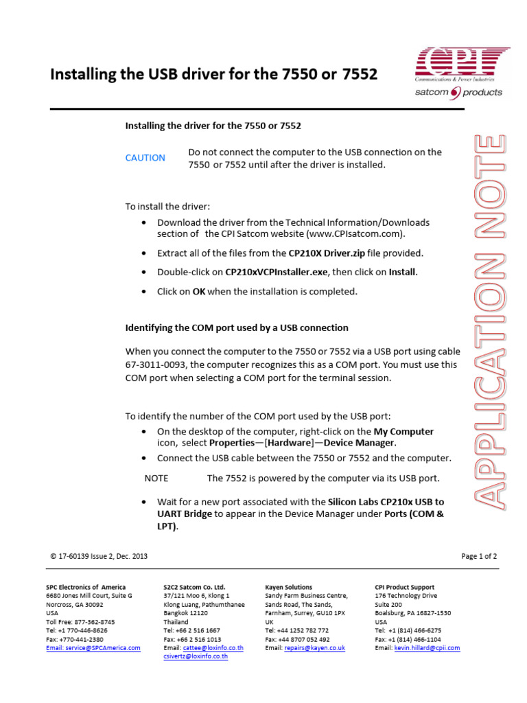 Installing The USB Driver For The 7550 or 7552 (17-60139) | PDF | Usb ...