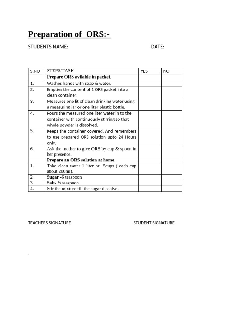 ORS Preparation Procedure Guide | PDF