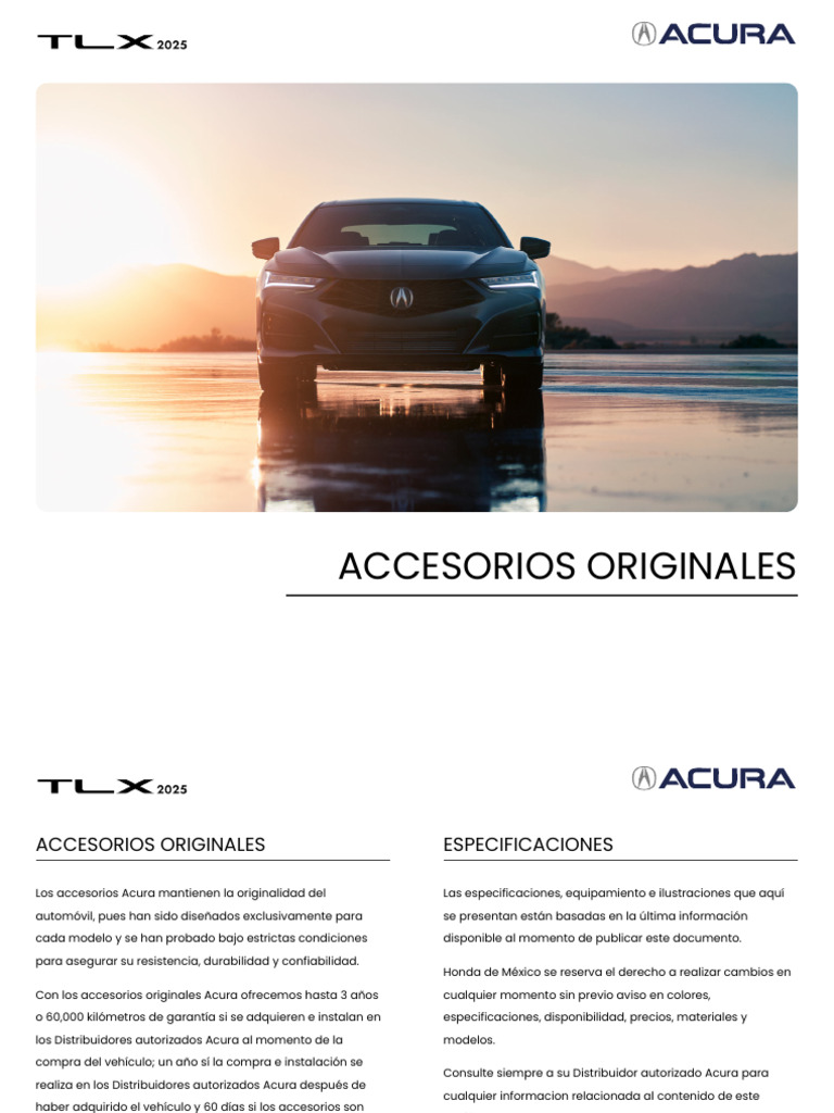 TLX 2025 Accesorios Originales | PDF | Carros deportivos | Vehículo de ...