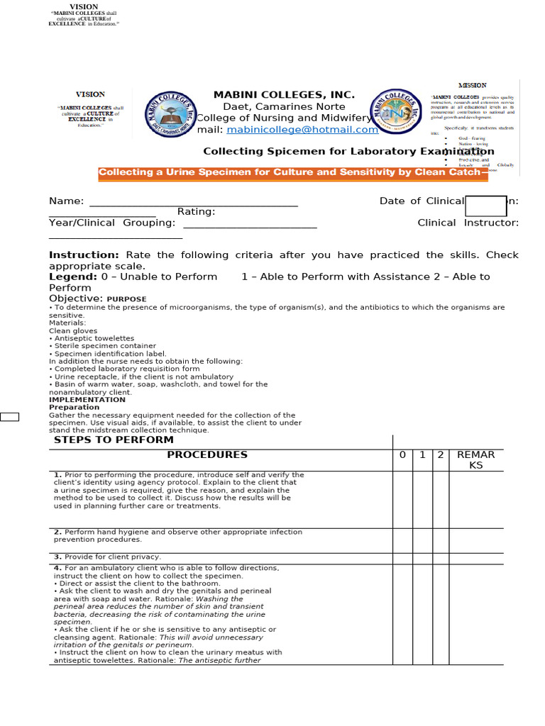 Urine Specimen Collection Guide | PDF | Hand Washing | Urination