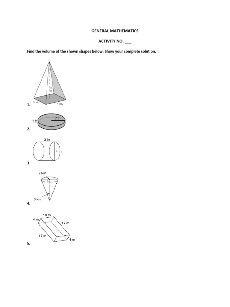 Volume Calculation Worksheets | PDF
