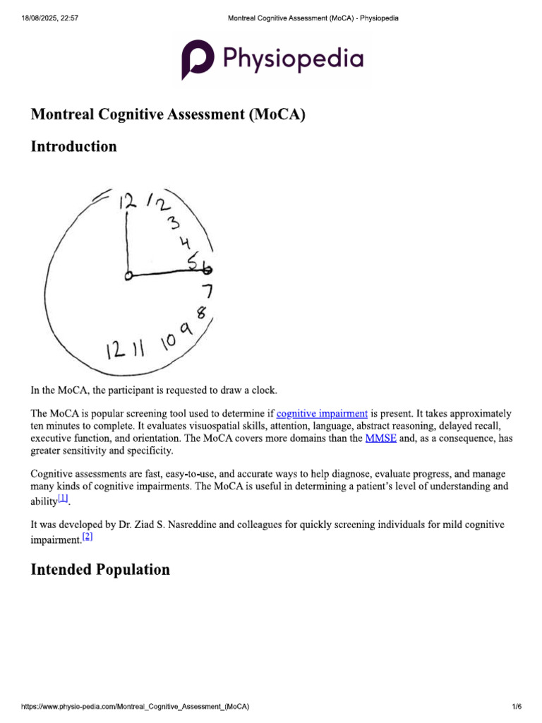 MoCA Psychometric Properties | PDF