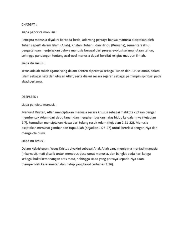Tgs MNRT AI Siapa Itu Yesus | PDF