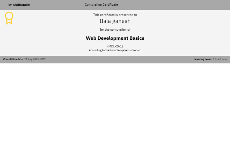 Web Development Basics Certificate | PDF