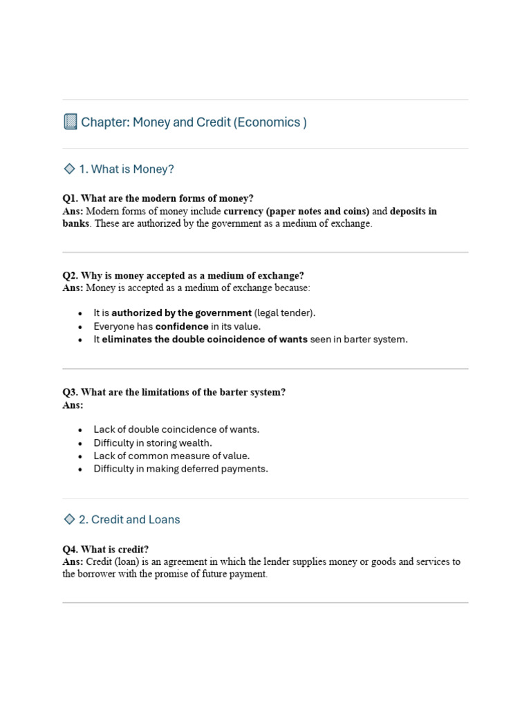 Understanding Money and Credit Basics | PDF | Loans | Finance & Money ...