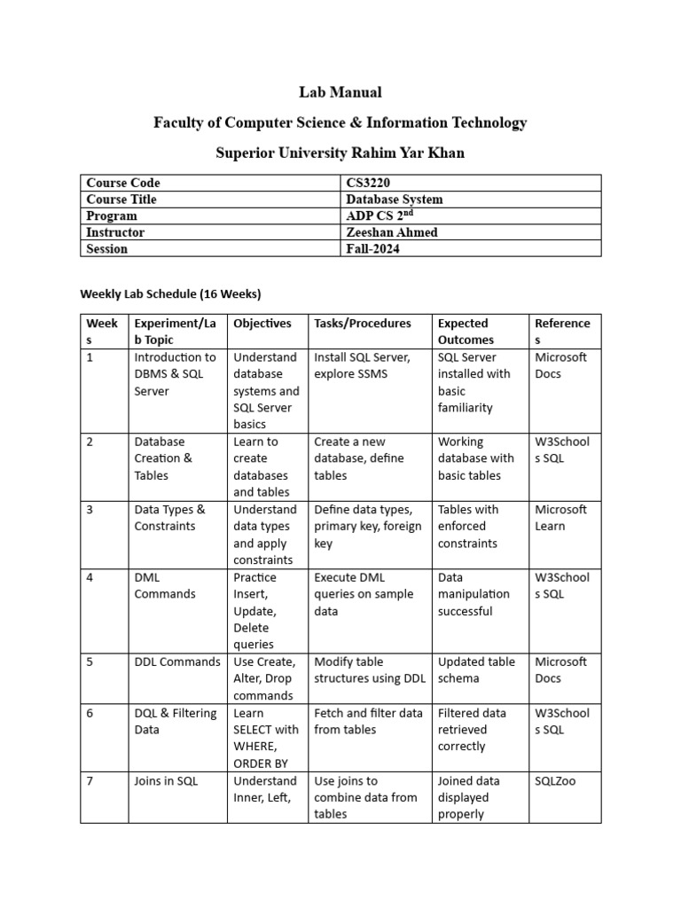 Database Admin Management Lab Manual | PDF | Databases | Microsoft Sql ...