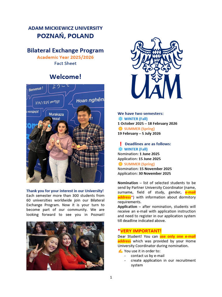 Bilateral Exchange Program 2025/2026 | PDF | Travel Visa