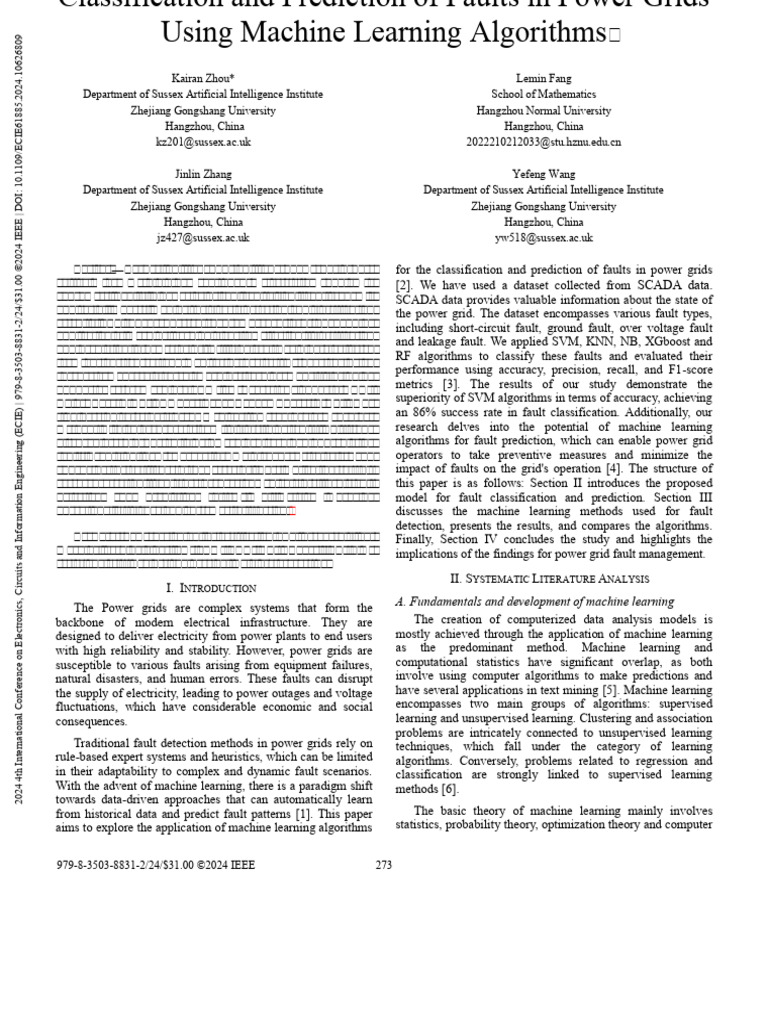 Classification and Prediction of Faults in Power Grids Using Machine ...