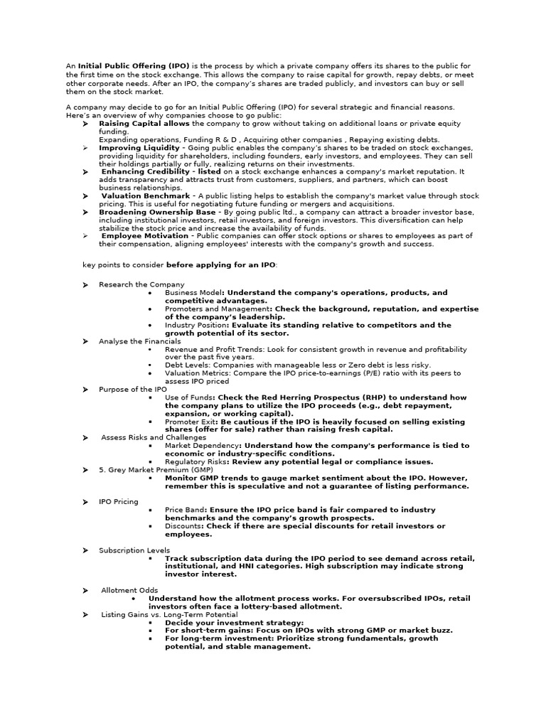 An Initial Public Offering | PDF | Stocks | Initial Public Offering