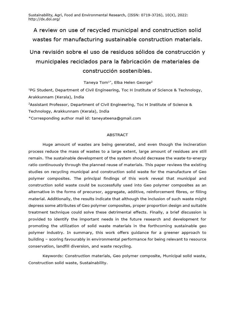 Recycling Waste for Sustainable Construction | PDF | Concrete ...