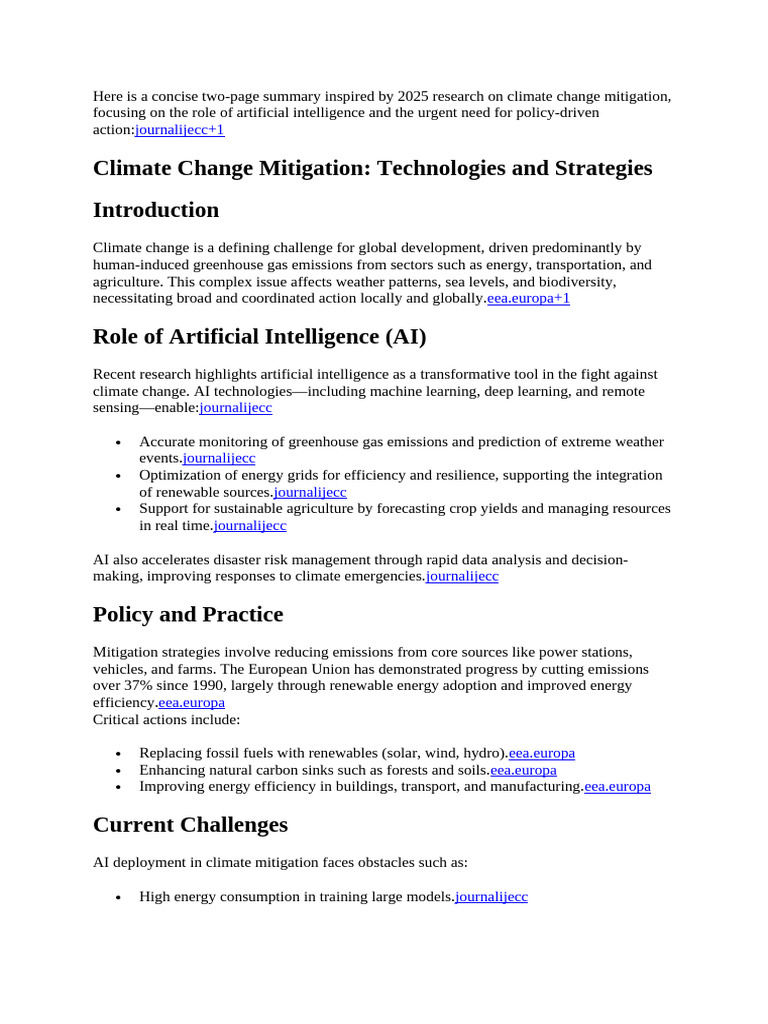 AI's Role in Climate Change Mitigation | PDF | Climate Change ...