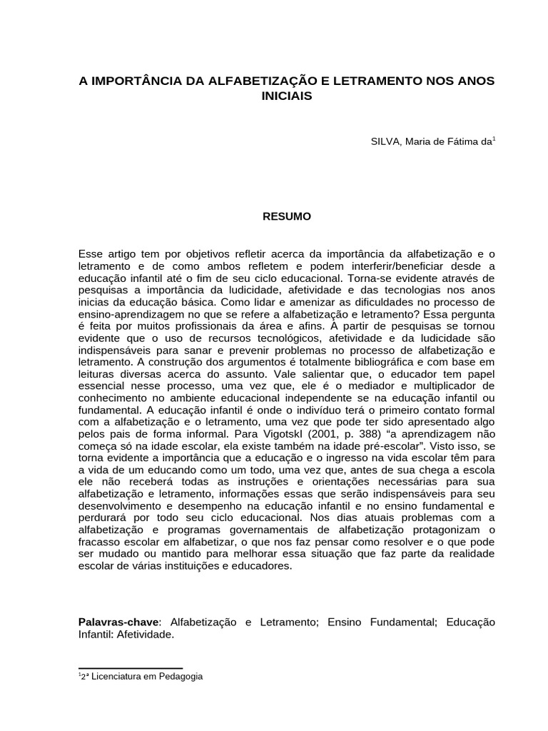 Alfabetização e Letramento na Educação Infantil | PDF | Alfabetização ...
