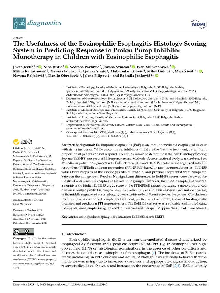 Eosinophilic Esophagitis Scoring System Insights | PDF | Clinical ...