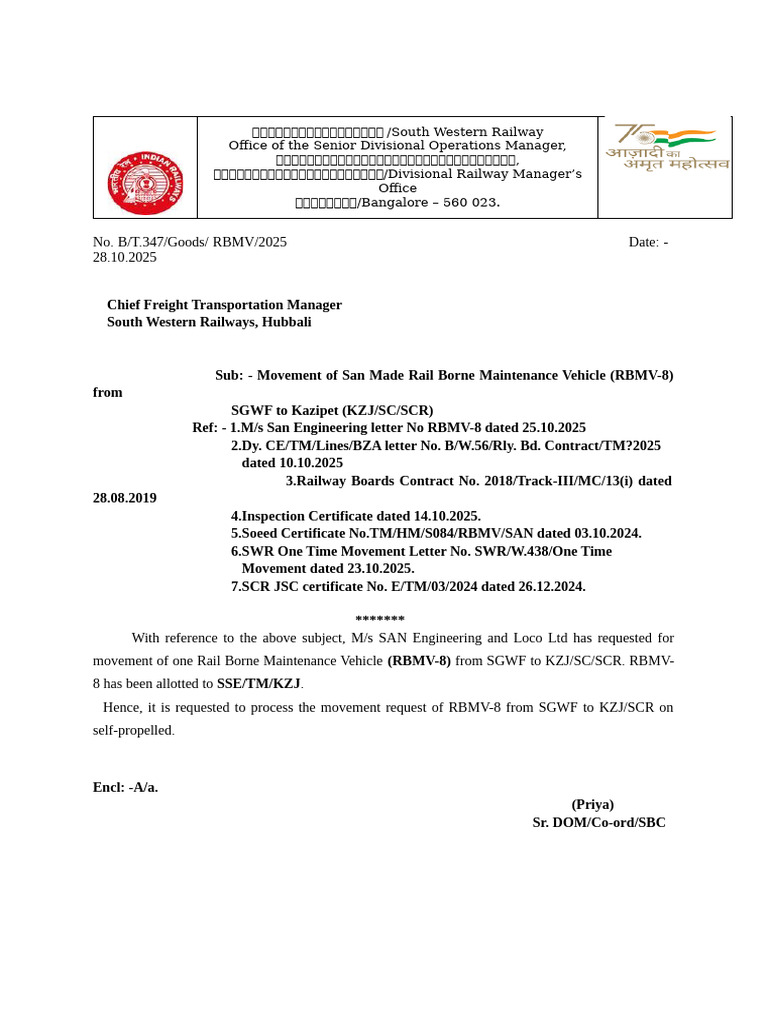 RBMV-8 Movement Request from SGWF to KZJ | PDF