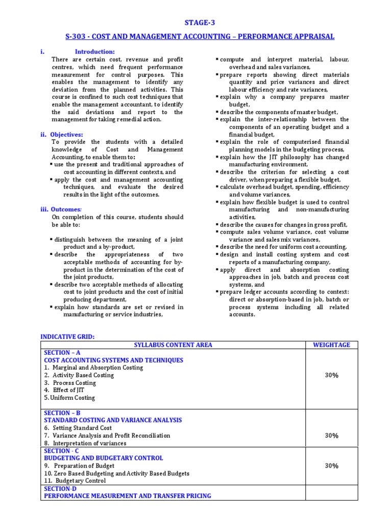Cost and Management Accounting Course | PDF