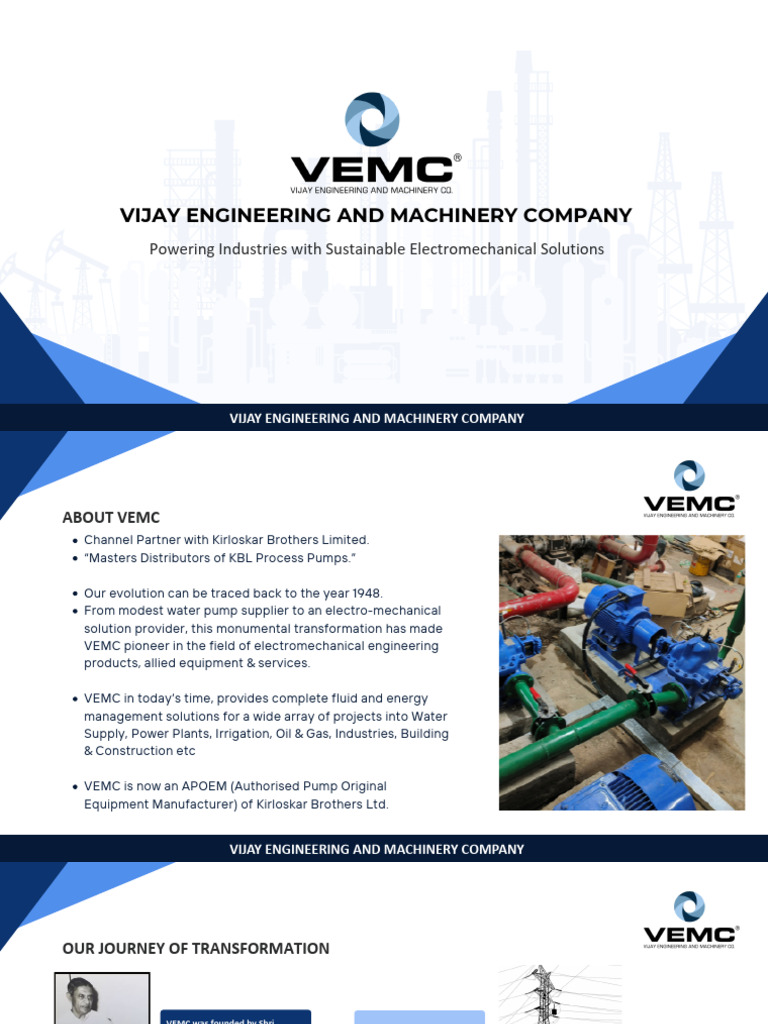 Electromechanical Solutions by VEMC | PDF | Pump | Engineering