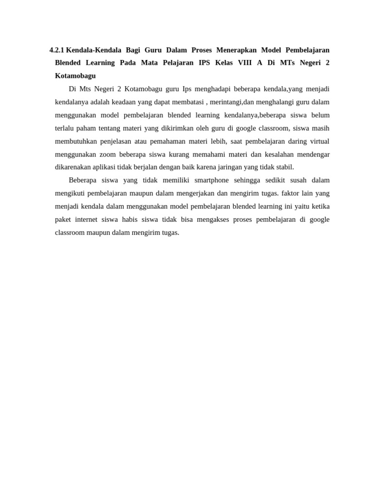 Kendala Guru Blended Learning IPS Kelas VIII | PDF