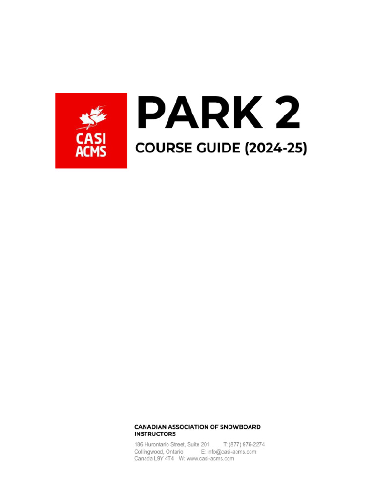 CASI Park Instructor 2 Course Guide 2024-25 | PDF