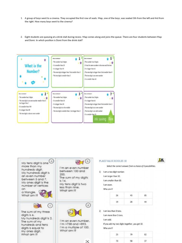 Place Value Riddle | PDF
