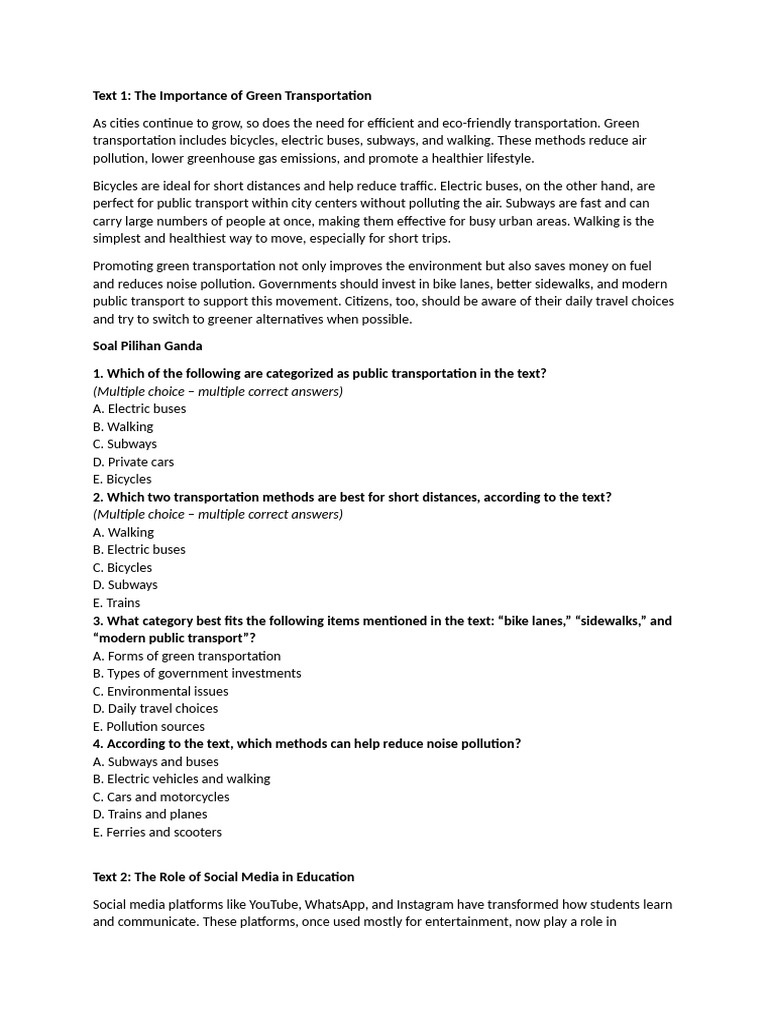 Benefits of Green Transportation | PDF | Public Transport | Transport
