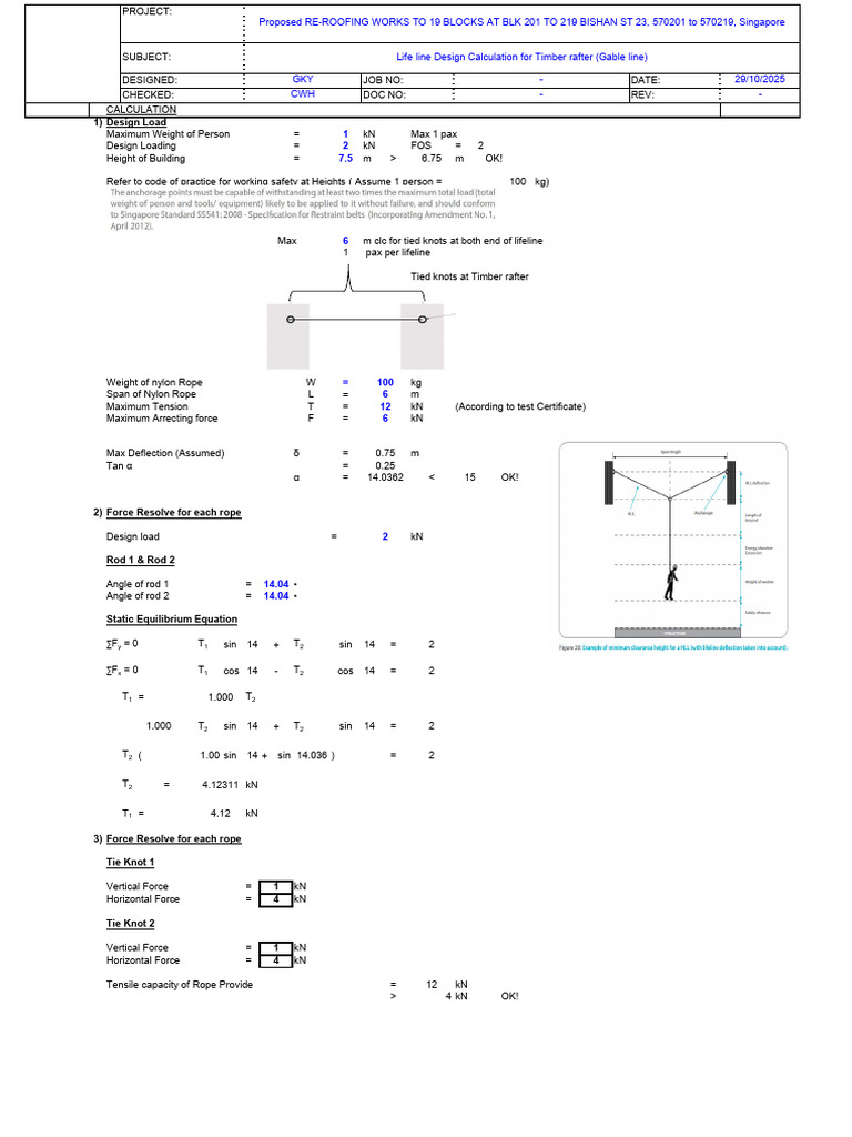 Life LineCalculation (TIMBER RAFTER) Gable Line | PDF | Mechanical ...