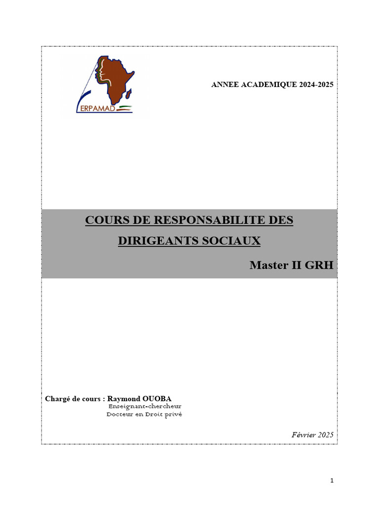 Responsabilité des Dirigeants Sociaux | PDF | Crimes | Crime et violence