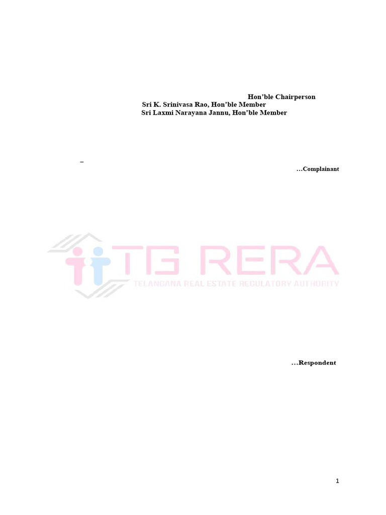 Telangana RERA Complaint: Flat Registration Dispute | PDF | Common Law