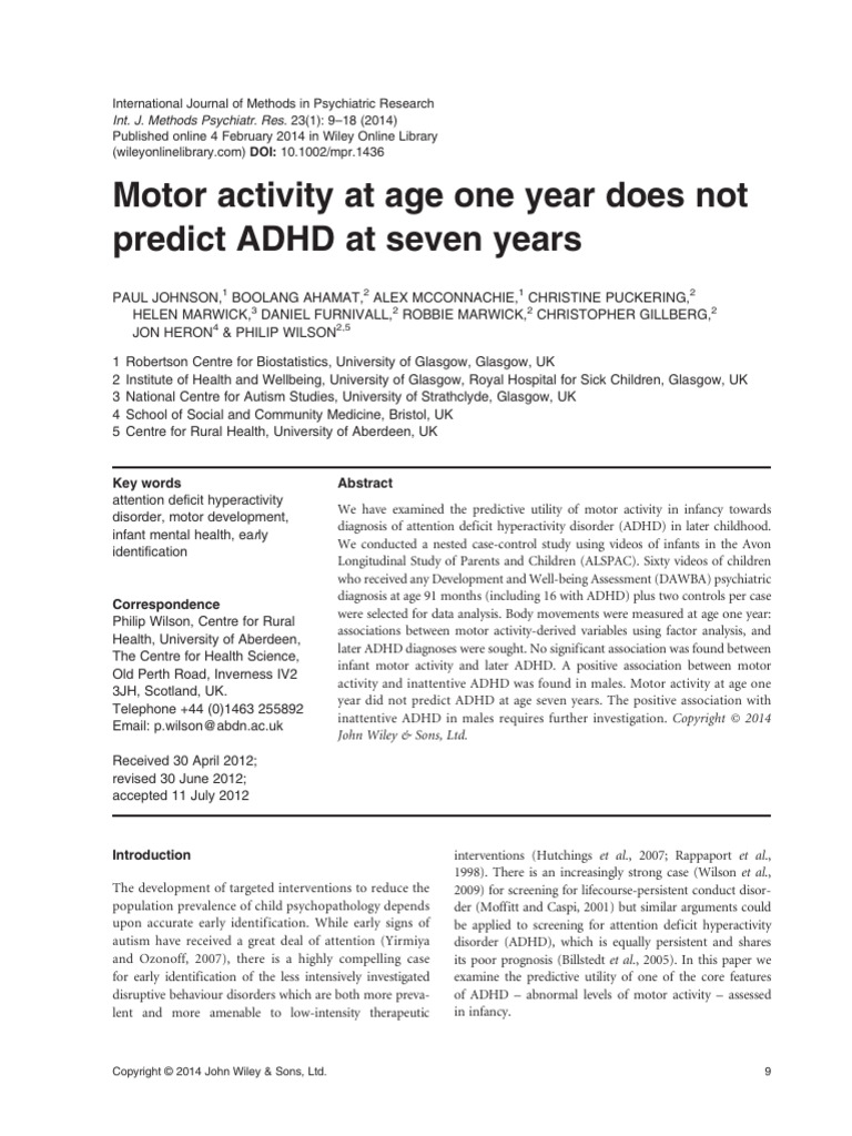 Infant Motor Activity and ADHD Link | PDF | Attention Deficit ...