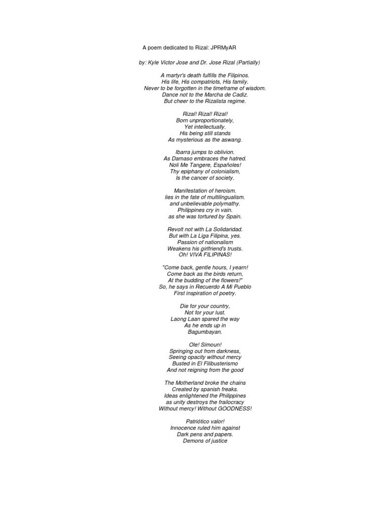 To The Philippines Poem By Jose Rizal Poem Hunter - vrogue.co