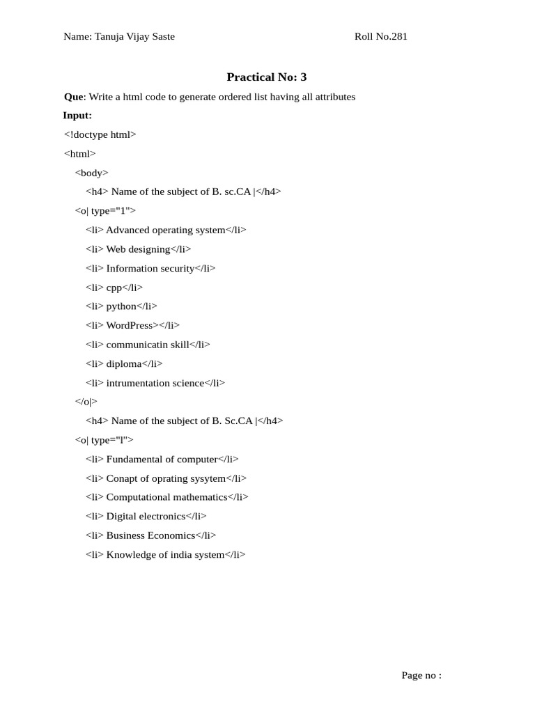 HTML 3 Tanuja | PDF | Computing | Computer Science
