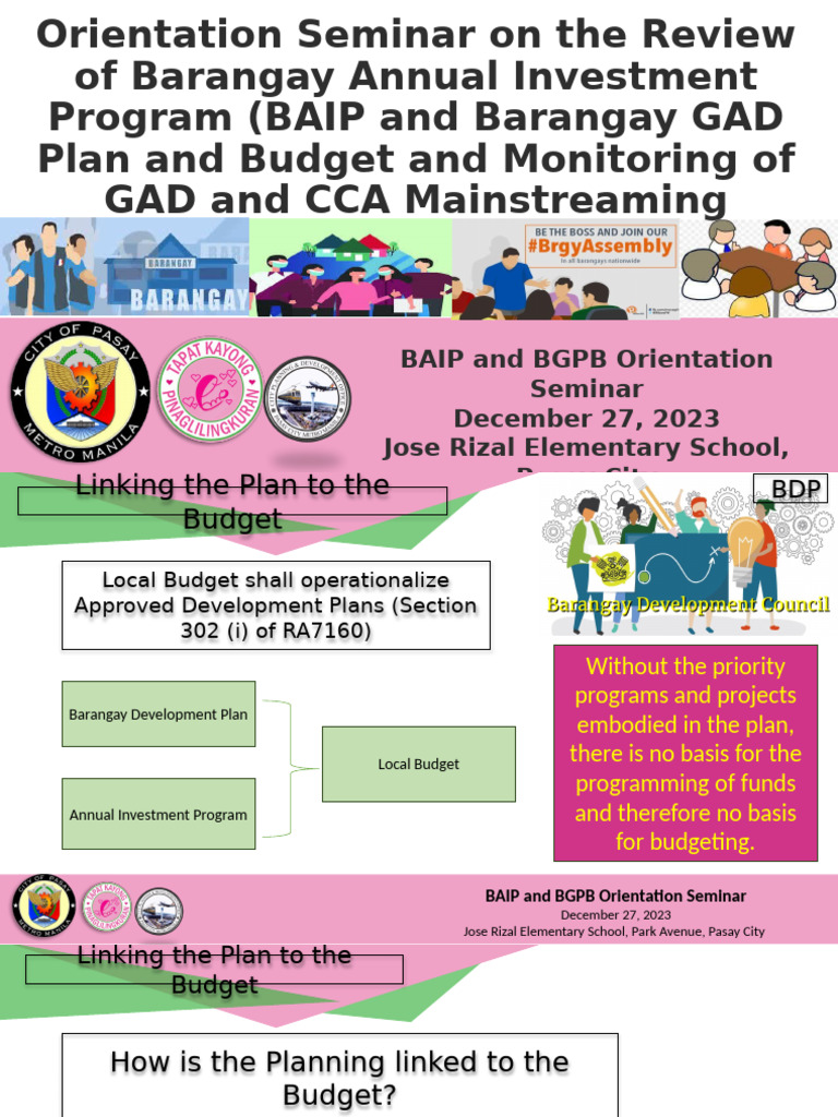 Linking Plan To Budget (BAIP and BGPB Review) | PDF | Budget