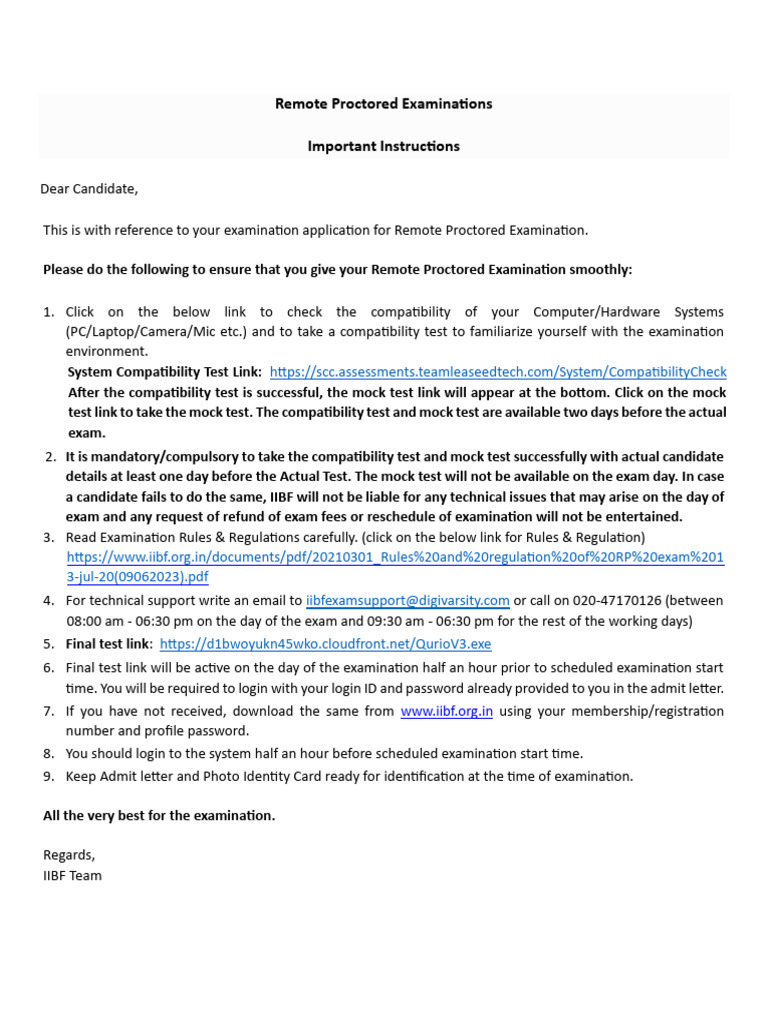 Remote Proctored Exam Instructions | PDF