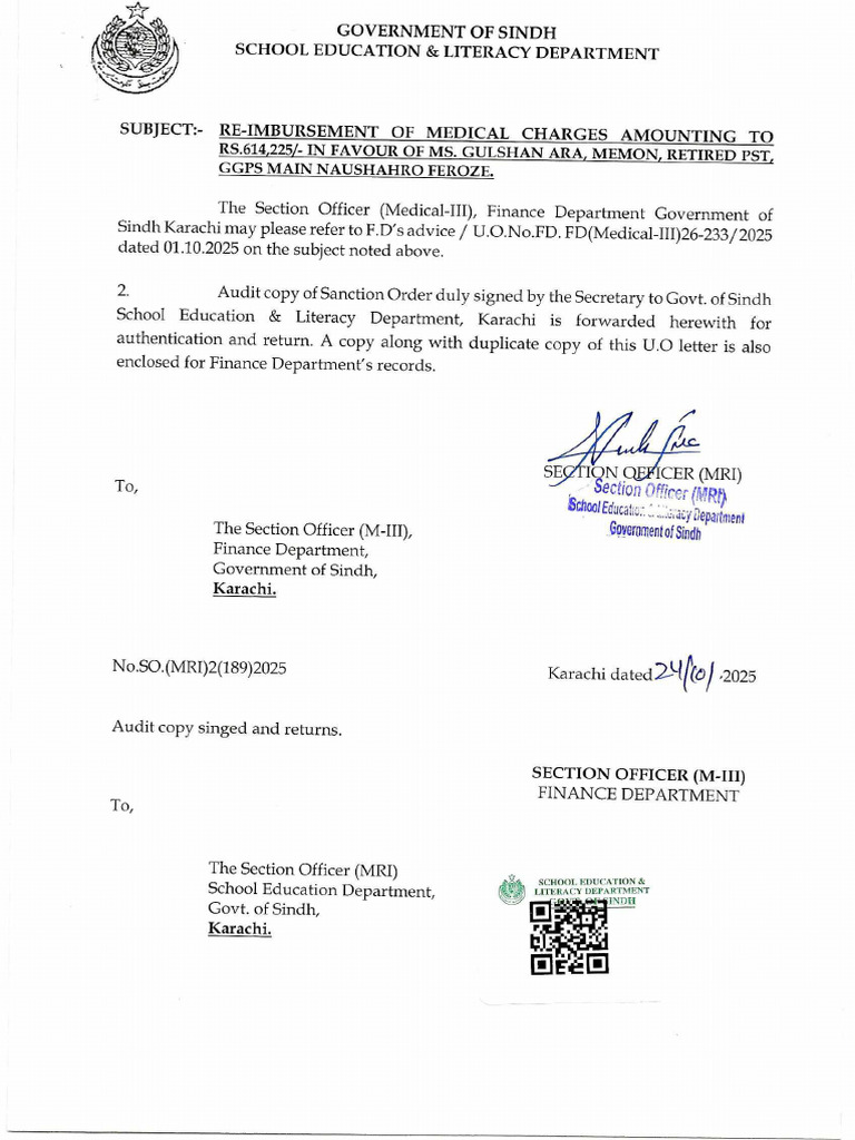 Subject:-Re-Imbursement of Medical Charges Amounting To: Section ...